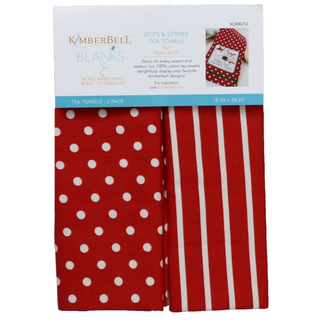 Dots & Stripes Tea Towels:  Red