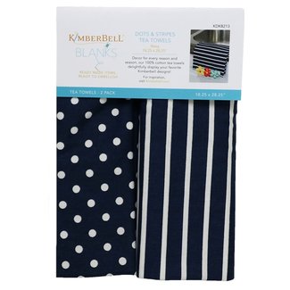 Kimberbell Designs Dots & Stripes Tea Towels:  Navy