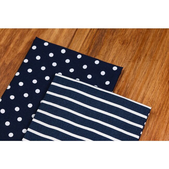 Dots & Stripes Tea Towels:  Navy