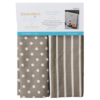 Kimberbell Designs Dots & Stripes Tea Towels:  Grey
