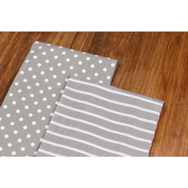 Dots & Stripes Tea Towels:  Grey, Discontinued, While Supplies Last