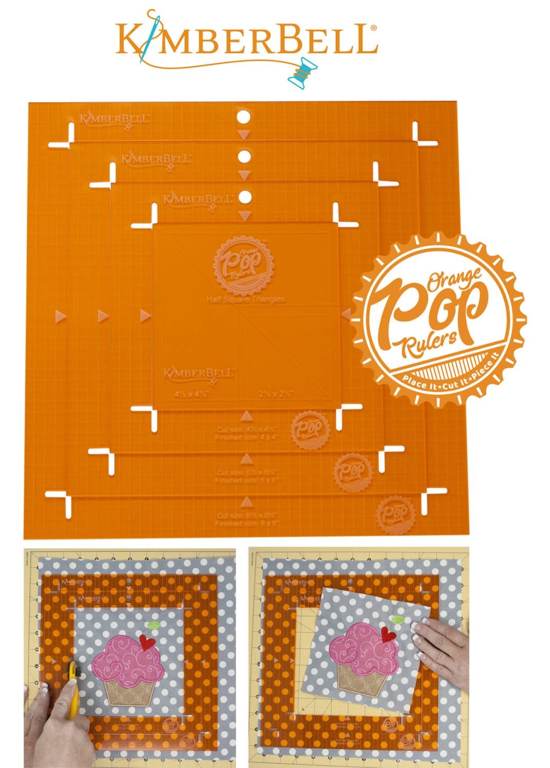 Kimberbell Designs Orange Pop Rulers, Square Set