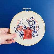 Hook Line and Tinker Industrious Octopus Complete Embroidery Kit