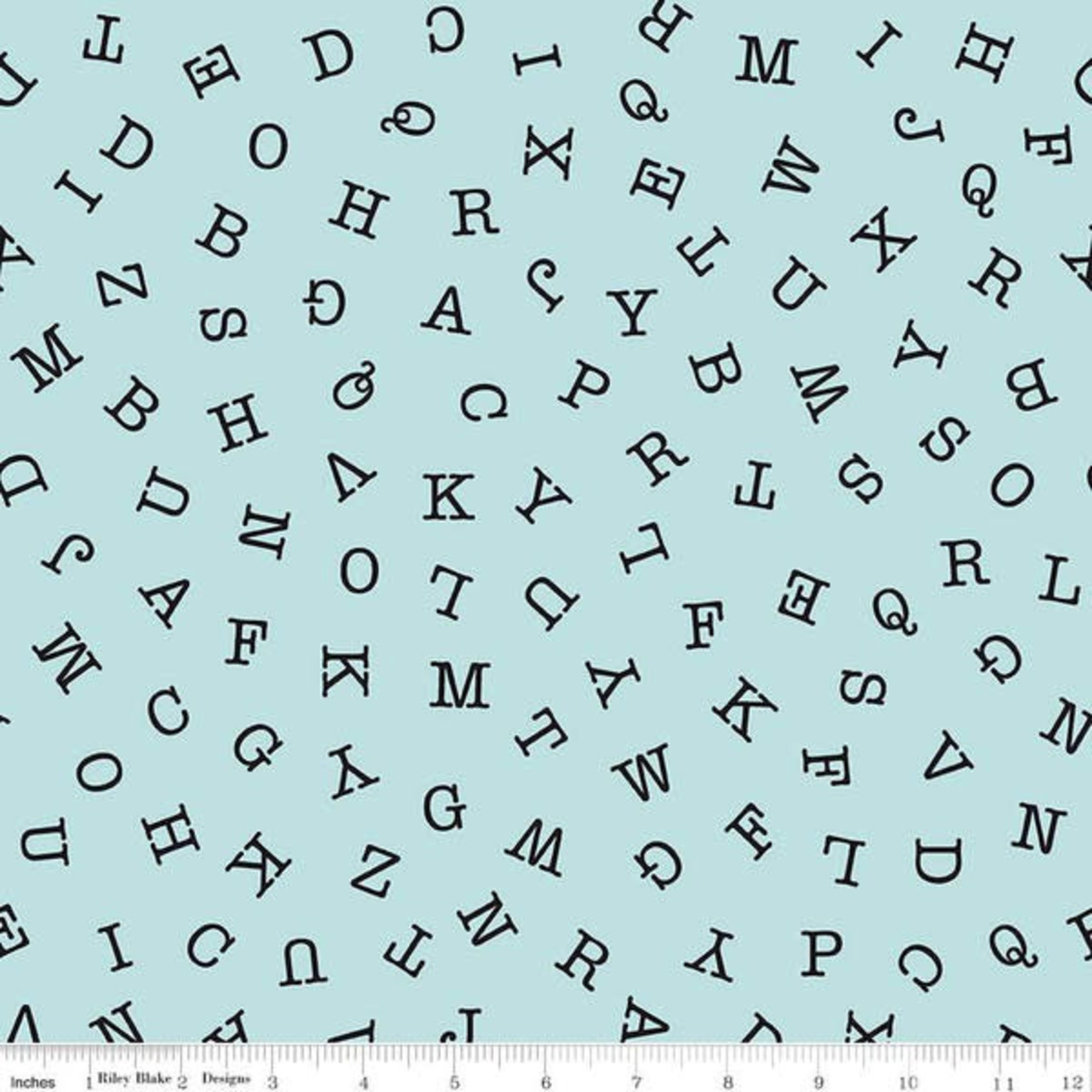 Riley Blake Designs Hungry Animal Alphabet, ABC Toss, Blue per cm or $20/m