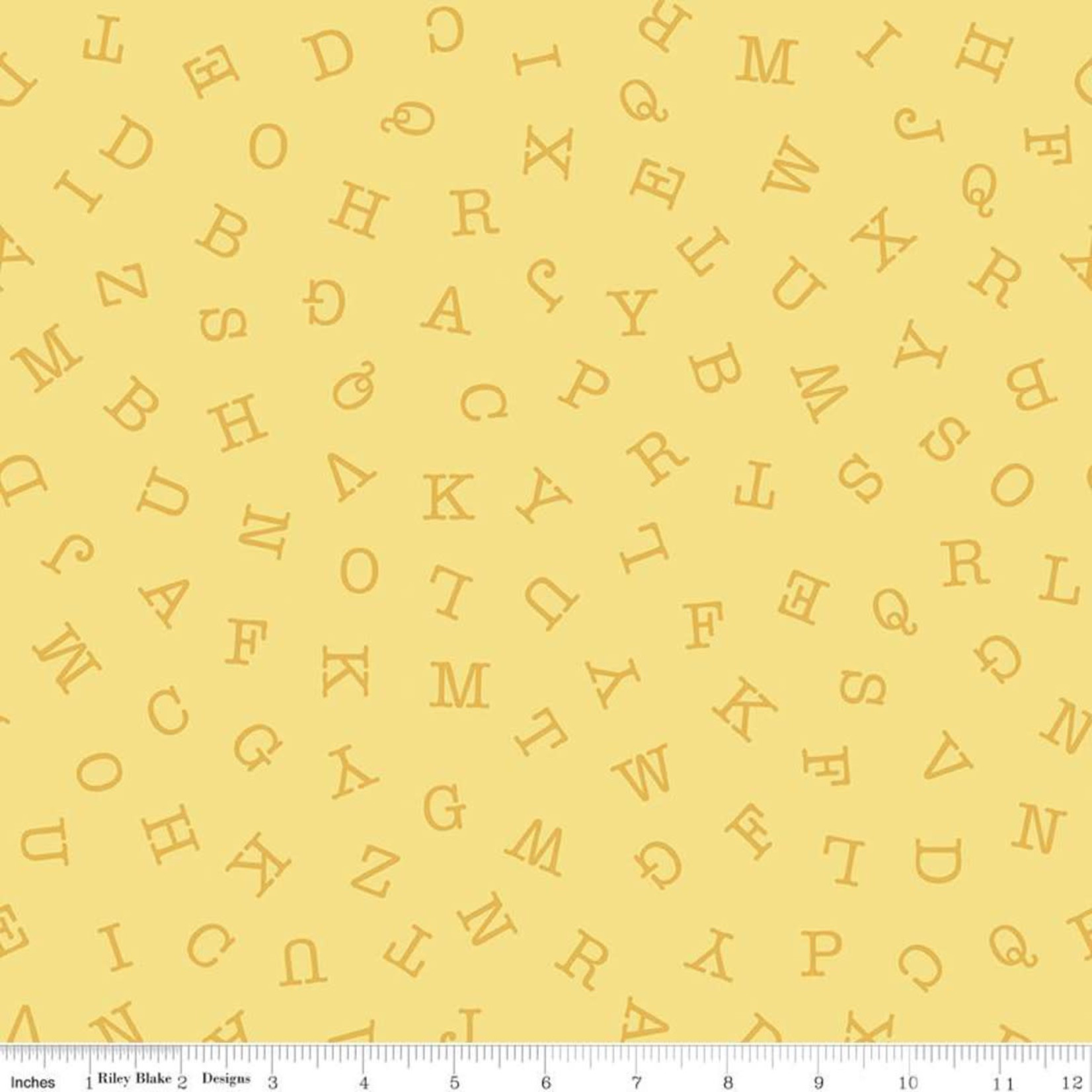 Riley Blake Designs Hungry Animal Alphabet, ABC Toss, Lemon per cm or $20/m