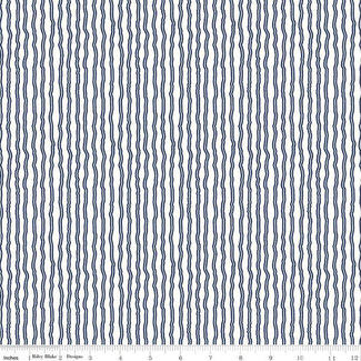 Riley Blake Designs Hungry Animal Alphabet, Wavy Stripe, Blue $0.11/cm or $11/m Sale