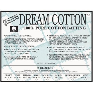 Dream Cotton DREAM COTTON REQUEST THROW NATURAL BATTING 60" x60