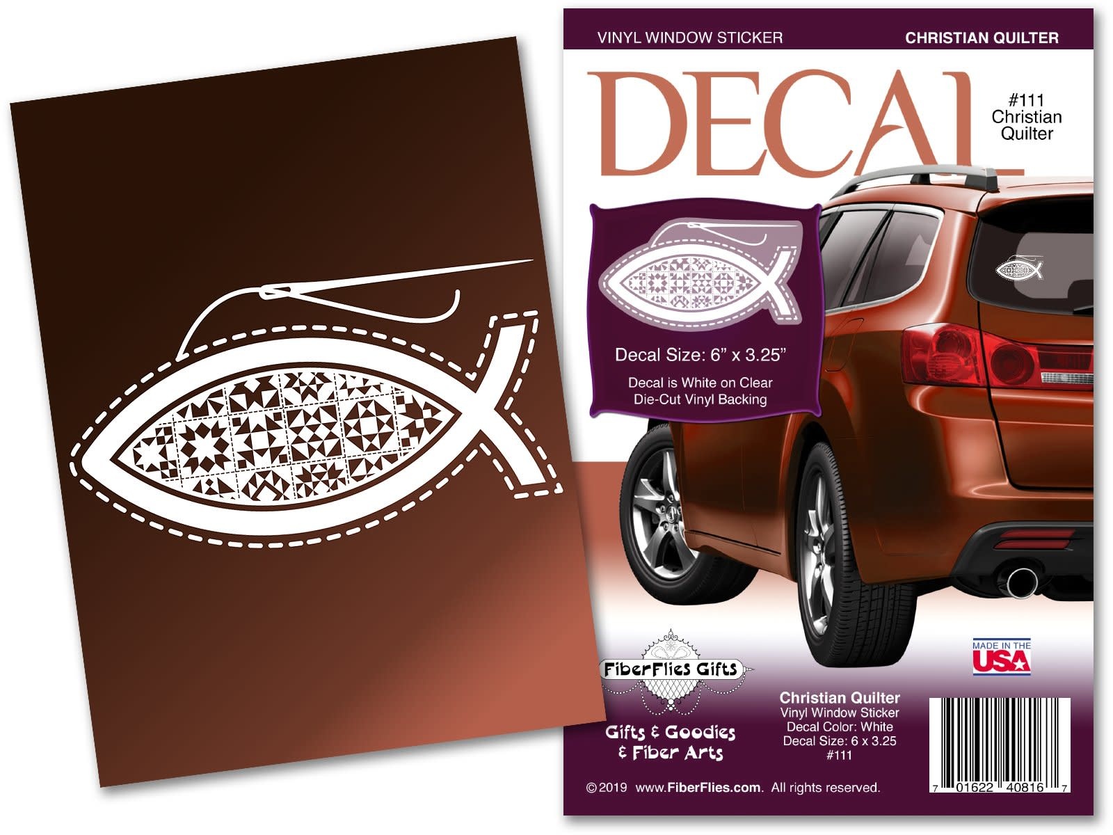 Christian Quilter White Vinyl Window Decal Stitch by Stitch