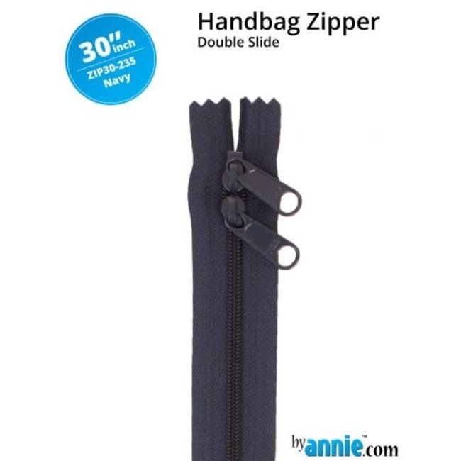 Double Slide Handbag Zipper 30" Navy