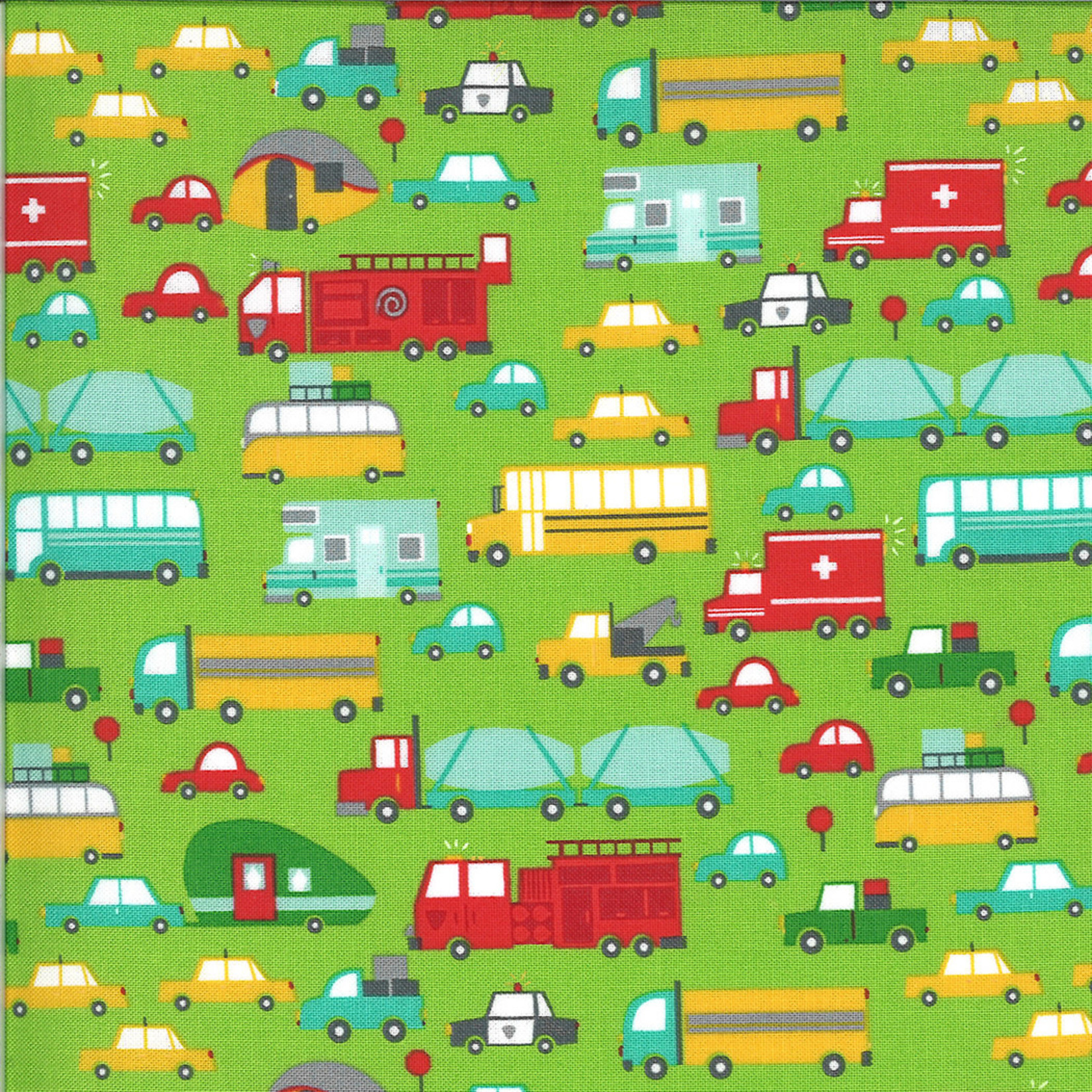 On The Go, Cars and Trucks, Grass Green (20721 14) $0.20 per cm or $20/m