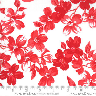 Bonnie & Camille Sunday Stroll, Full Bloom, White Red 55220 22 $0.20 per cm or $20/m