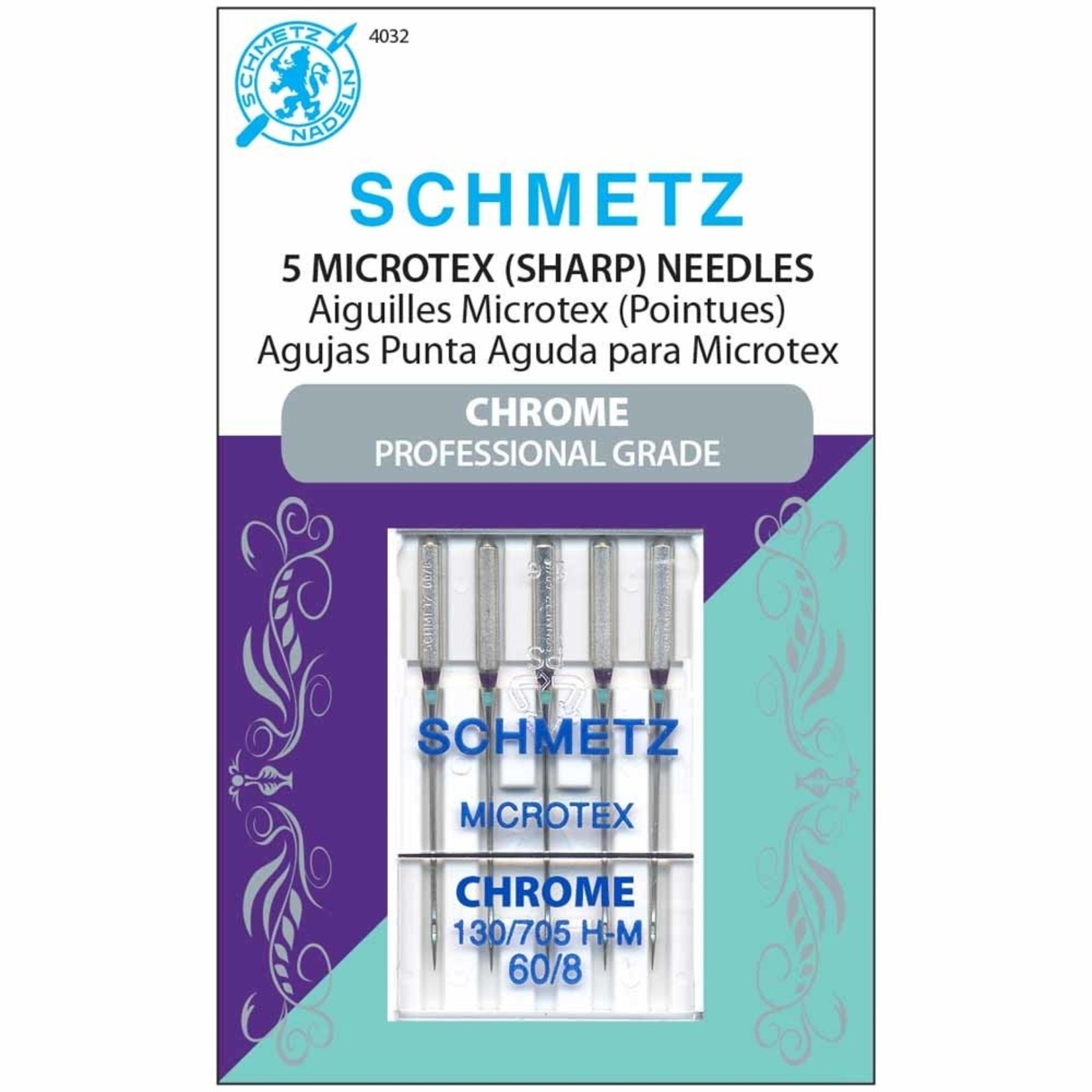 Schmetz SCHMETZ MICROTEX NEEDLE 60/08 CARDED 5/PKG