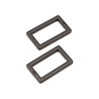 By Annie Rectangle Ring Flat 1in Black Metal Set of Two