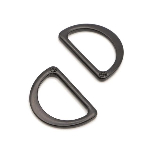 D Ring Flat 1in Black Metal Set of Two