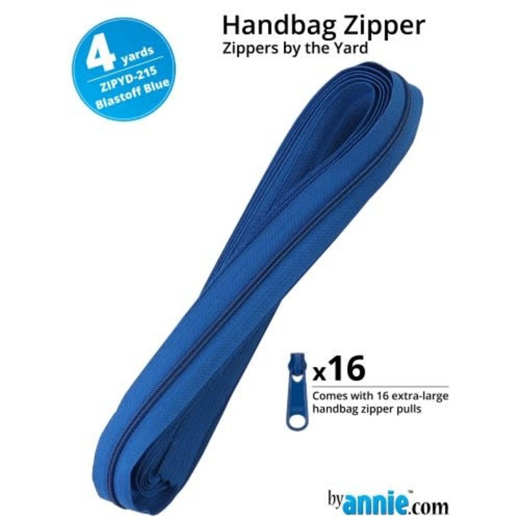 By Annie Zipper by the Yard (includes 16 pulls)  - Blue