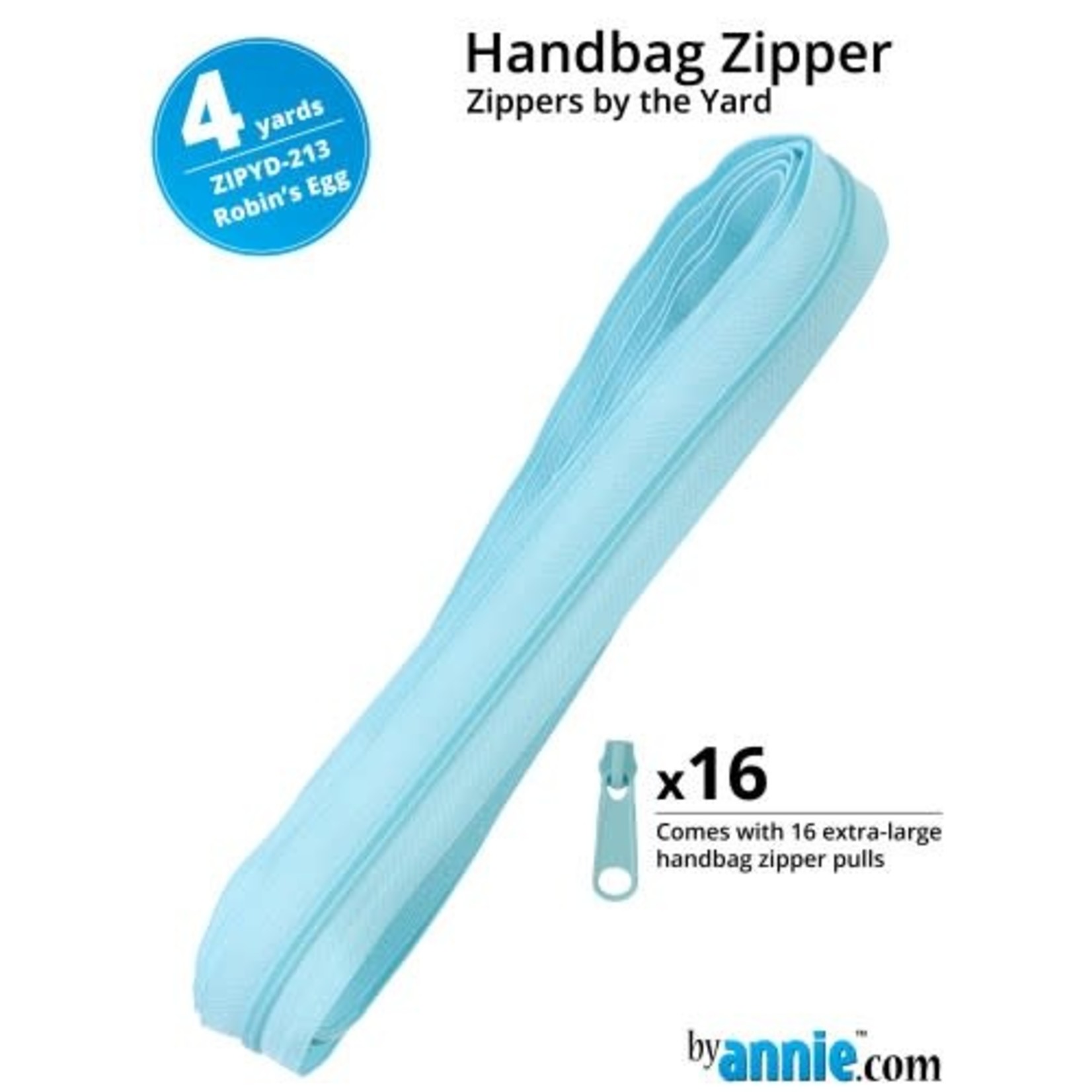 By Annie Zipper by the Yard (includes 16 pulls)  - Blue