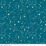 Riley Blake Designs Tiny Treaters, Milky Way, Teal Glow in the Dark (GC10485-TEAL) $0.20 per cm or $20/m