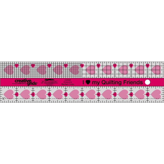 Creative Grids I Love My Quilt Friends Quilt Ruler 2-1/2in x 10in