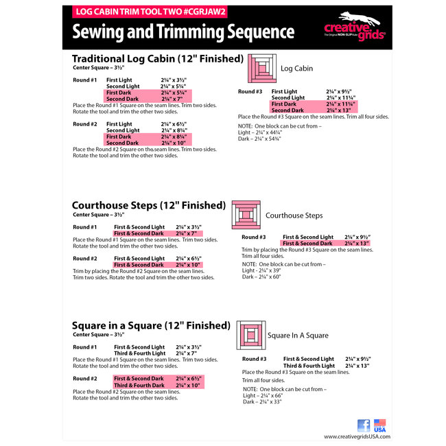 Creative Grids 6" & 12" Log Cabin Trim Tool CGRJAW2