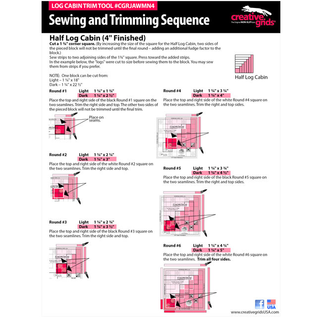 Creative Grids 4" Log Cabin Trim Tool CGRJAWMN4
