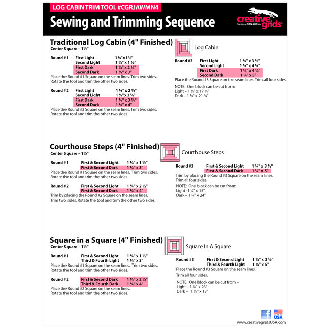 Creative Grids 4" Log Cabin Trim Tool CGRJAWMN4