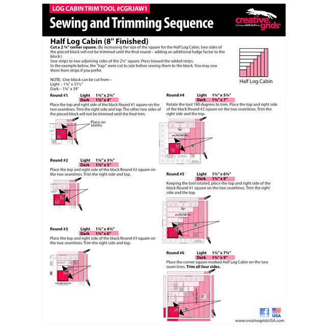 Creative Grids 8" Log Cabin Trim Tool CGRJAW1