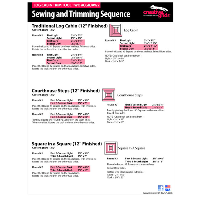 Creative Grids 8" Log Cabin Trim Tool CGRJAW1