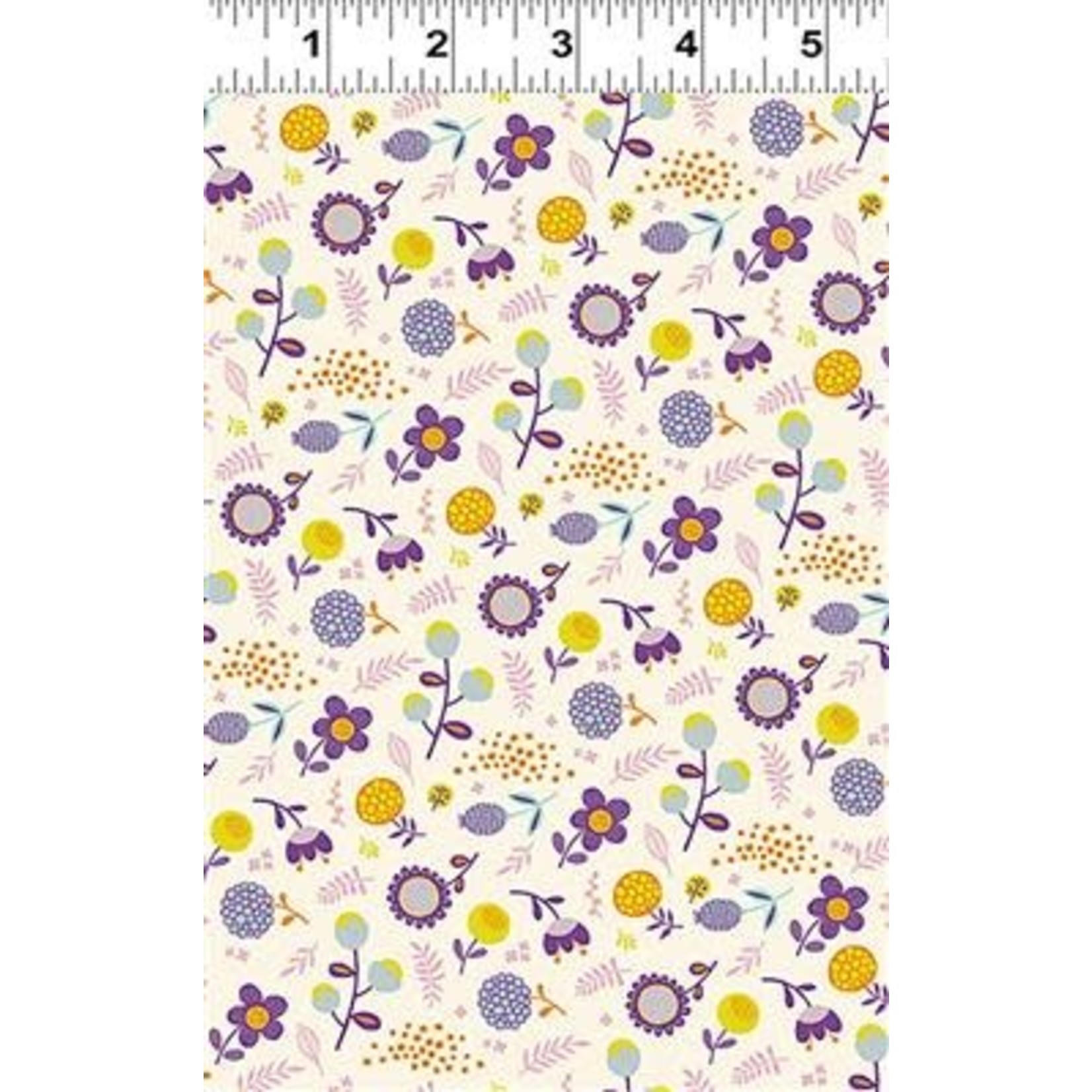 Clothworks Florabunda, Blooms, Light Cream  (Y3195-126) $0.20 per cm or $20/m