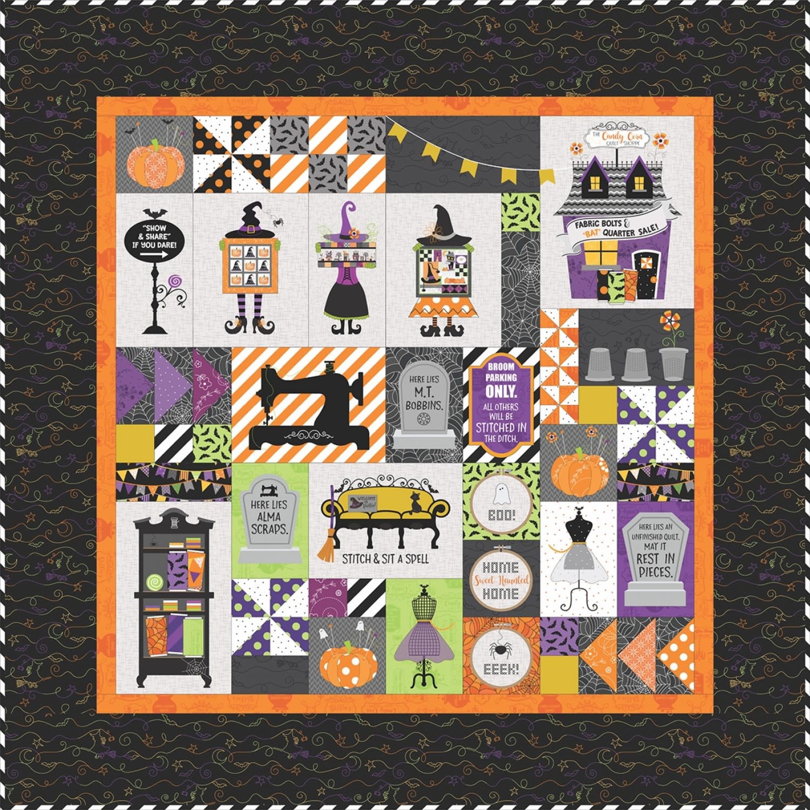Kimberbell Designs Candy Corn Quilt Shoppe Quilt EMBROIDERY Version