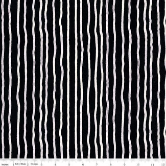 Riley Blake Designs Goose Tales, Wavy Stripes Black , per cm or $20/m Halloween