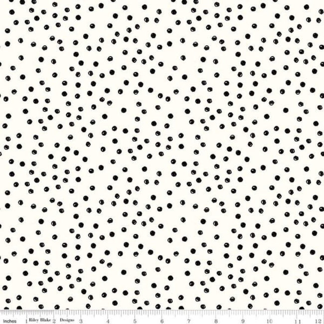 Goose Tales, Scattered Dots Off White, per cm or $20/m Halloween