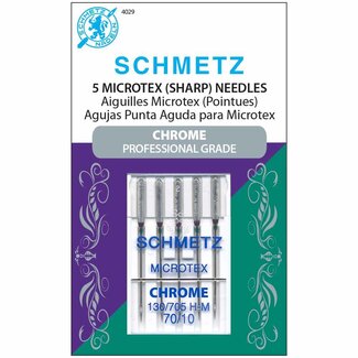 SCHMETZ CHROME MICROTEX NEEDLE 70/10 CARDED 5/PKG