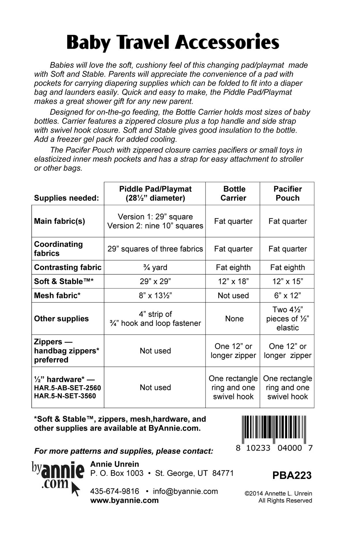 Baby Travel Accessories Stitch by Stitch