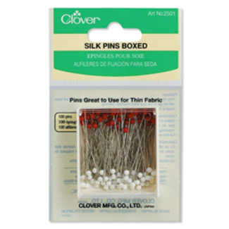 Clover SILK PINS BOXED, (100/BOX)  GLASSHEAD  .5MM X 1 3/8"