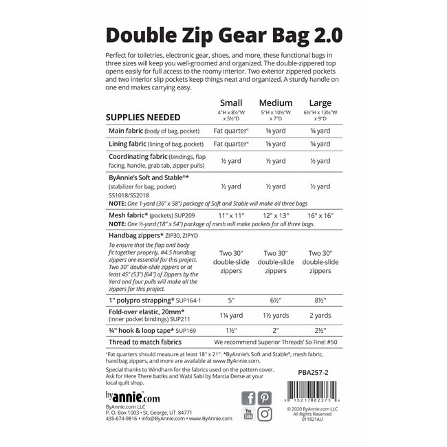 Double Zip Gear Bag 2.0 Pattern