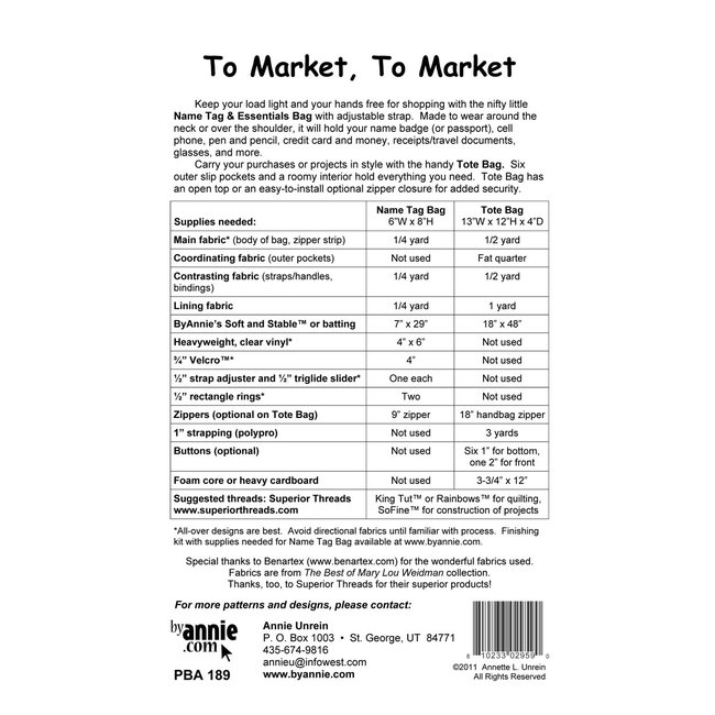 To Market To Market Pattern