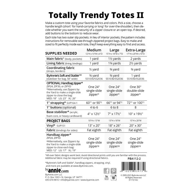 Totally Trendy Totes II Pattern