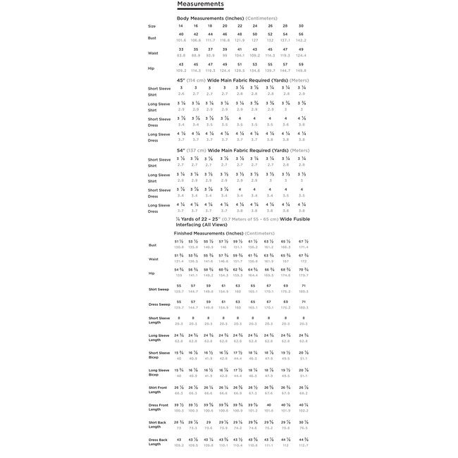 AUGUSTA SHIRT & DRESS SIZES 14-30