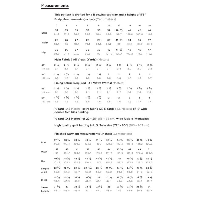 Tamarack Jacket Pattern 0-18