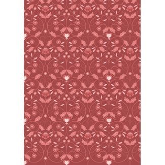 Lewis & Irene PER CM or $13/m Michaelmas Large Deco Floral Red