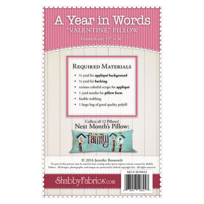 A YEAR IN WORDS -VALENTINE PILLOW- FEB