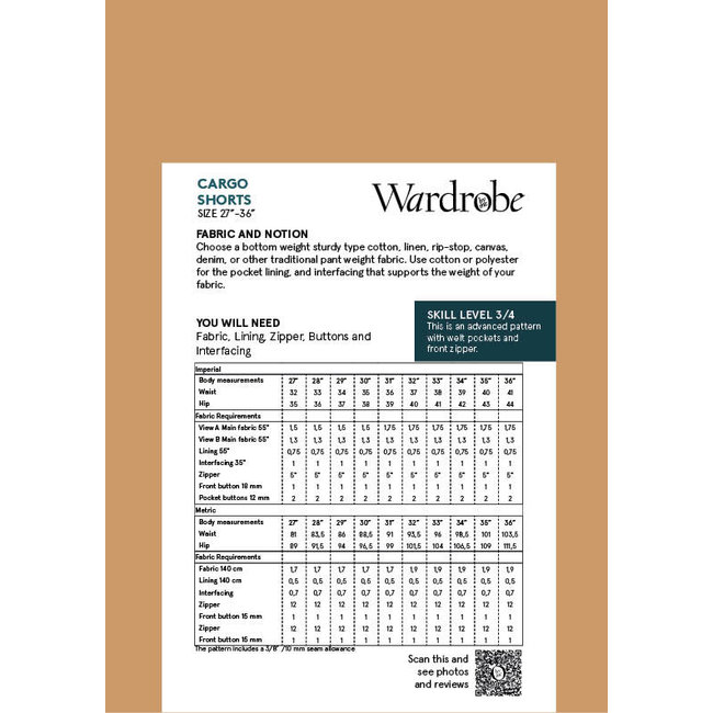 Cargo Shorts Pattern 27" - 36"