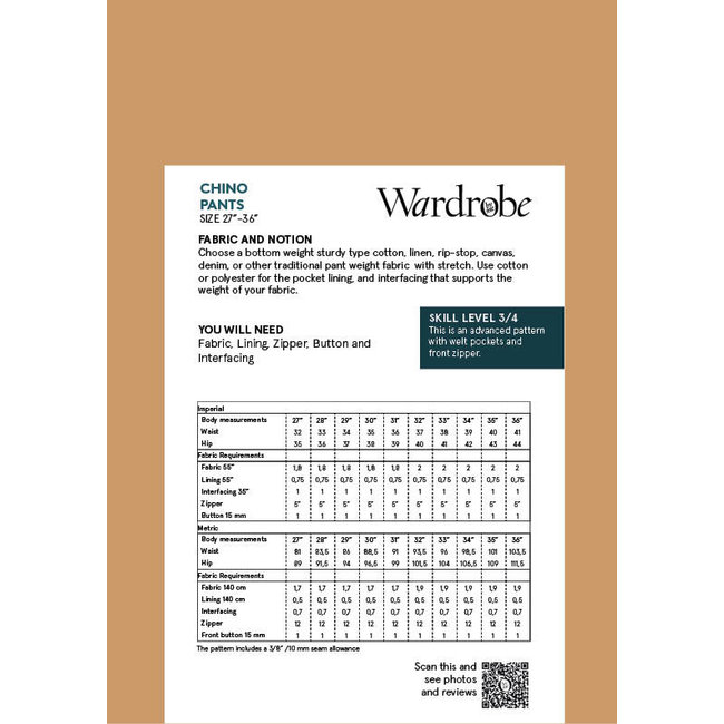 Chino Pants Pattern 27" - 36"