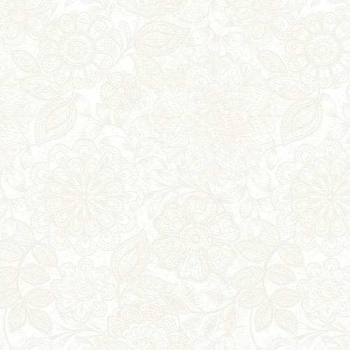 Blank Quilting Corp Eufloria, White on White(2072-01W) 108in Wide $0.30 per cm or $30/m