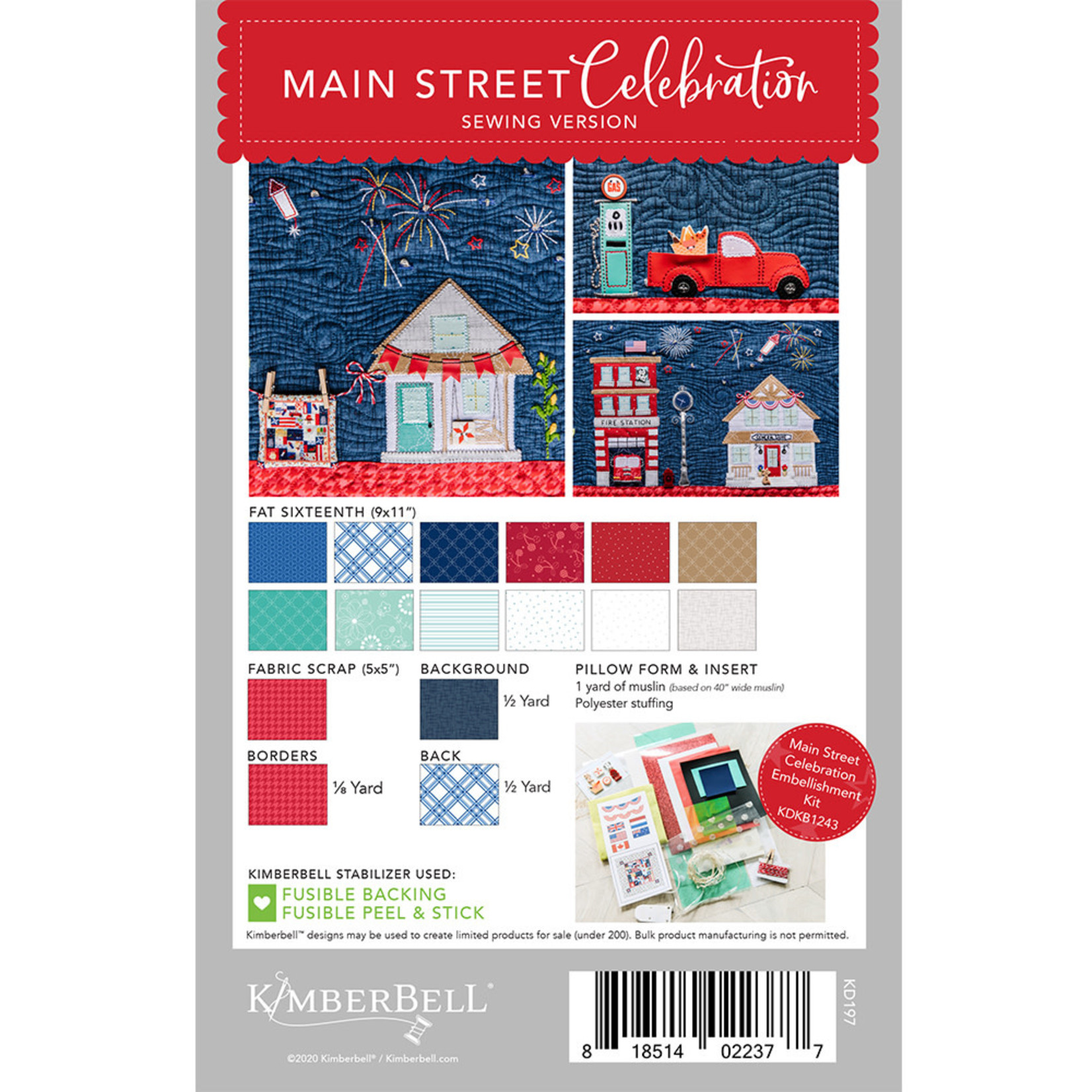 Kimberbell Designs Main Street Celebration Bench Pillow Pattern (Sewing Version)