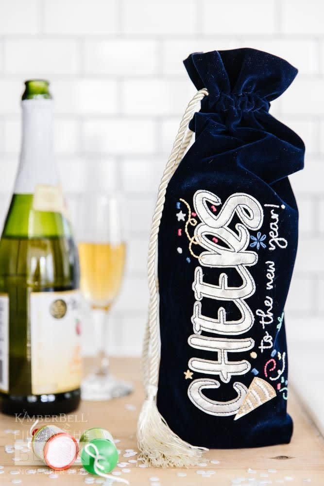 Kimberbell Designs Velvet Wine Bag Blanks, 2 pk, Navy