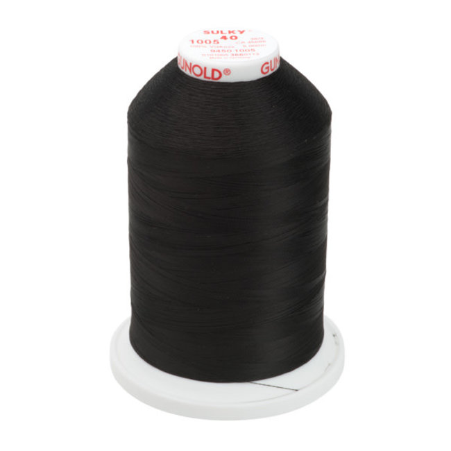 1005-Black- 40 WT Rayon Sulky Rayon Thread 5000m