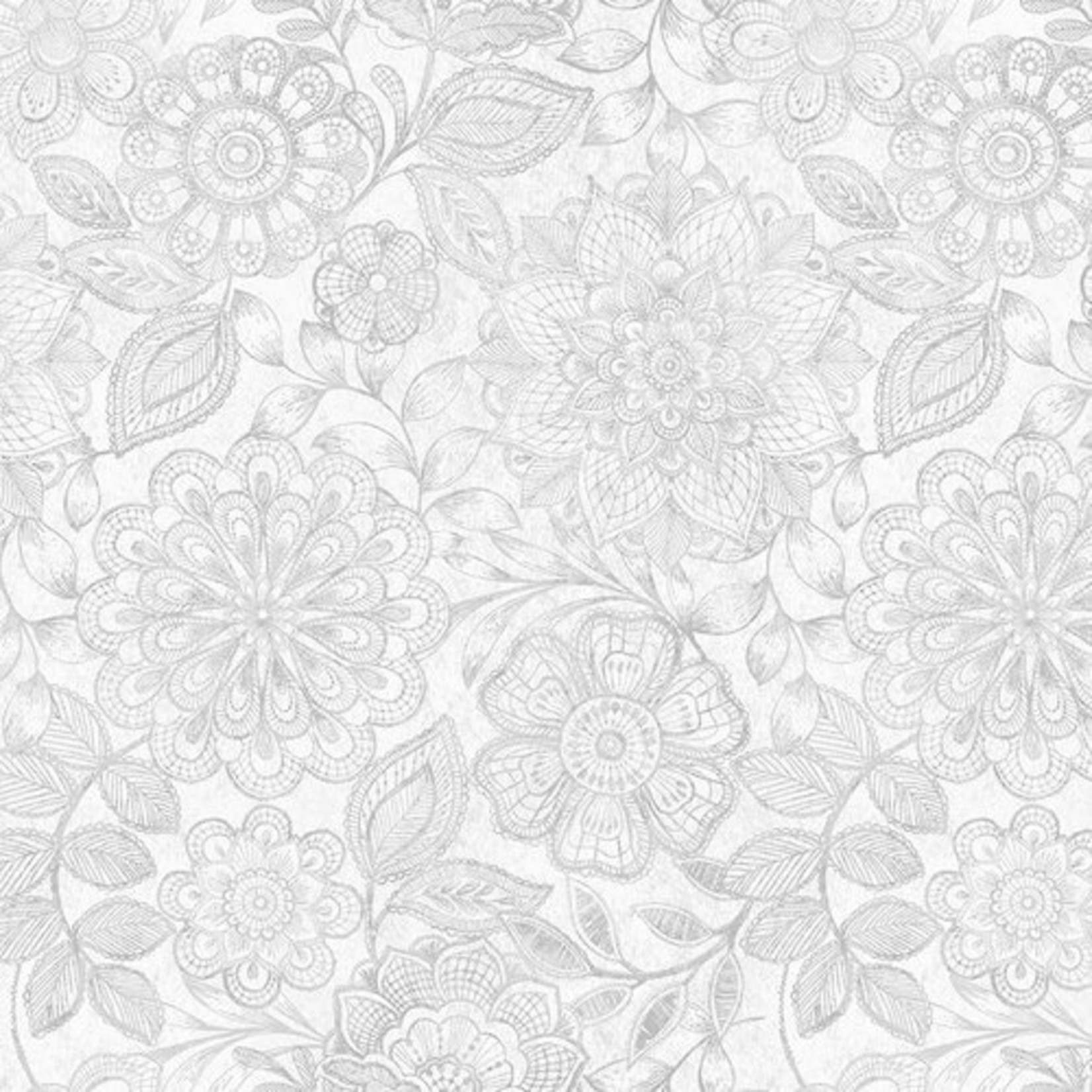 Blank Quilting Corp Eufloria, Grey (2072-90) 108in Wide $0.30 per cm or $30/m