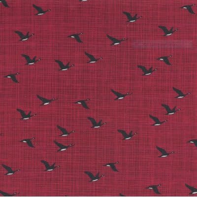 Kate & Birdie Paper Co. 75cm of True North 2, Geese, Red 513213-12 $20/m