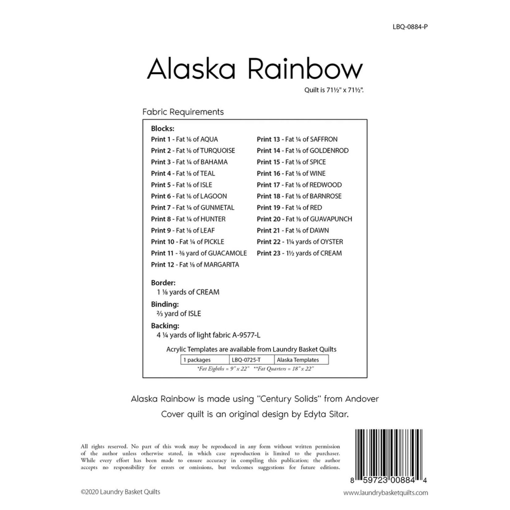 Laundry Basket Quilts Alaska Rainbow Pattern